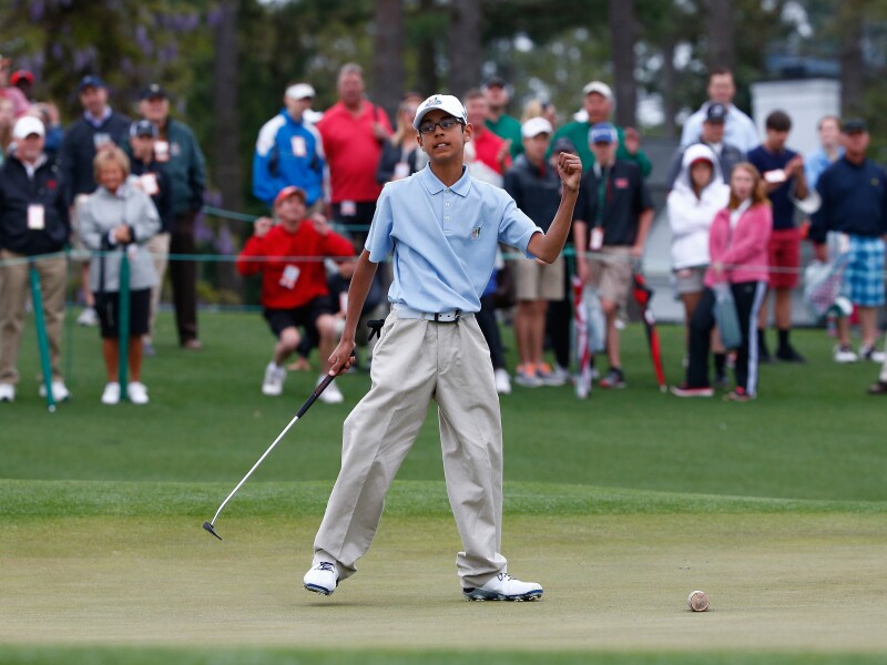 Boys 12-13 competitor Ashkay Bhatia putts