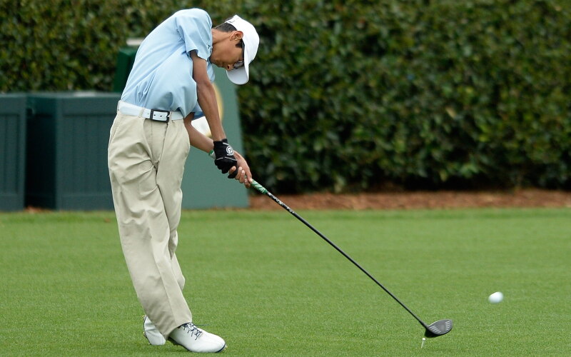 Young Akshay Bhatia Hits a Drive